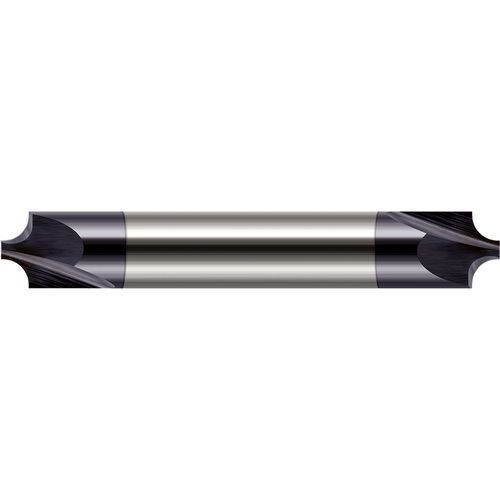 Corner Rounding End Mills - 0.0200″ Radius × 0.0460″ Pilot Diameter Carbide 5° Flare Corner Rounding End Mill DE, 2 Flutes, AlTiN Coated